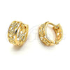 Argolla Huggie 5.133.017 Oro Laminado, Diseño de Flor, Diamantado, Tono Dorado