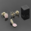 Juego de Arete y Dije de Nino 10.64.0154 Oro Laminado, Diseño de Mariquita, Esmaltado, Tono Dorado