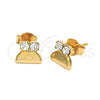 Arete Dormilona 02.63.2252 Oro Laminado, con Blanca Zirconia Cubica, Pulido, Tono Dorado