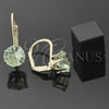 Arete Gancho Frances 5.128.079.1 Oro Laminado, con Verde Claro Zirconia Cubica, Pulido, Tono Dorado
