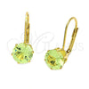 Arete Gancho Frances 5.128.079.1 Oro Laminado, con Verde Claro Zirconia Cubica, Pulido, Tono Dorado