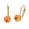 Arete Gancho Frances 5.128.082.1 Oro Laminado, con Rojo Naranja Zirconia Cubica, Pulido, Tono Dorado