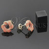 Arete Dormilona 5.126.020 *PROMO* Oro Laminado, Diseño de Nudo, Esmaltado Naranja, Tono Dorado