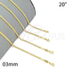 Gargantilla Basica 04.63.1287.20 Oro Laminado, Diseño de Rolo, Pulido, Tono Dorado (03 MM Thickness, 20 Inches Length)