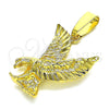 Dije Elegante 5.183.019 Oro Laminado, Diseño de Águila, Diamantado, Tono Dorado