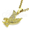Dije Elegante 5.183.019 Oro Laminado, Diseño de Águila, Diamantado, Tono Dorado