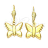 Arete Colgante 5.123.030.1 Oro Laminado, Diseño de Mariposa, Pulido, Tono Dorado