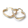 Argolla Mediana 5.154.017 Oro Laminado, Diseño de Corazón, Diamantado, Tres Tonos