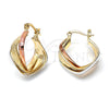 Argolla Mediana 5.155.005 Oro Laminado, Diseño de Torcido y Estrella, Diamantado, Tres Tonos