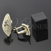 Arete Gancho Frances 5.127.039.2 Oro Laminado, Diseño de Torcido, con Blanca Zirconia Cubica, Diamantado, Tono Dorado