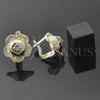 Arete Gancho Frances 5.127.051.2 Oro Laminado, Diseño de Flor, con Blanca Zirconia Cubica, Diamantado, Tono Dorado