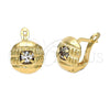 Arete Gancho Frances 5.127.046.2 Oro Laminado, con Blanca Zirconia Cubica, Diamantado, Tono Dorado