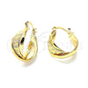 Argolla Pequeña 5.159.003 Oro Laminado, Diseño de Torcido, Diamantado, Tono Dorado