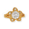Anillo Multi Piedra 5.169.015.07 Oro Laminado, Diseño de Flor, con Blanca Zirconia Cubica, Pulido, Tono Dorado (Size 7)