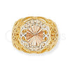 Anillo Elegante 5.173.009.06 Oro Laminado, Diseño de File, Diamantado, Tres Tonos (Size 6)