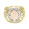 Anillo Elegante 5.173.009.06 Oro Laminado, Diseño de File, Diamantado, Tres Tonos (Size 6)