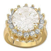 Anillo Multi Piedra 5.176.054.07 Oro Laminado, Diseño de Cluster, con Blanca Zirconia Cubica, Pulido, Tono Dorado (Size 7)