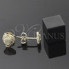 Arete Dormilona 02.100.0036 *PROMO* Oro Laminado, Diseño de Corazón, Diamantado, Tono Dorado