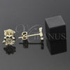 Arete Dormilona 02.94.0016 *PROMO* Oro Laminado, Diseño de Flor, Pulido, Tono Dorado