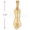 Dije Religioso 5.182.017 Oro Laminado, Diseño de Mano de Dios, Pulido, Tono Dorado
