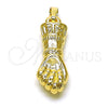 Dije Religioso 5.182.017 Oro Laminado, Diseño de Mano de Dios, Pulido, Tono Dorado
