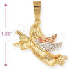 Dije Religioso 5.182.029 Oro Laminado, Diseño de Cruz, Diamantado, Tres Tonos