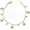 Pulsera de Dije 03.63.1060.07 Oro Laminado, con Blanca Zirconia Cubica, Diamantado, Tono Dorado (04 MM Thickness, 7 Inches Length)