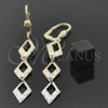 Arete Largo 02.63.2139 Oro Laminado, Diamantado, Tres Tonos