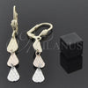 Arete Largo 02.63.2142 Oro Laminado, Diseño de Gota, Diamantado, Tres Tonos