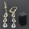 Arete Largo 02.63.2150 Oro Laminado, Diseño de Gota, Diamantado, Tres Tonos