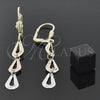 Arete Largo 02.63.2151 Oro Laminado, Diseño de Gota, Diamantado, Tres Tonos