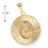 Dije Religioso 5.196.012 Oro Laminado, Diseño de Sagrado Corazon de Jesus, Diamantado, Tres Tonos