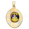 Dije Religioso 5.196.013 Oro Laminado, Diseño de Altagracia, Diamantado, Tres Tonos