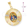 Dije Religioso 5.196.014 Oro Laminado, Diseño de Altagracia, Diamantado, Tres Tonos