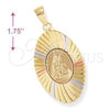 Dije Religioso 5.196.015 Oro Laminado, Diseño de Altagracia, Diamantado, Tres Tonos
