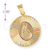 Dije Religioso 5.196.016 Oro Laminado, Diseño de Altagracia, Diamantado, Tres Tonos