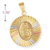 Dije Religioso 5.196.020 Oro Laminado, Diseño de Sagrado Corazon de Maria, Diamantado, Tres Tonos