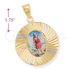 Dije Religioso 5.196.022 Oro Laminado, Diseño de San Lazaro, Diamantado, Tres Tonos