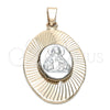 Dije Religioso 5.197.009 Oro Laminado, Diseño de Sagrado Corazon de Jesus, Diamantado, Dos Tonos