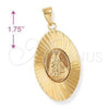 Dije Religioso 5.197.011 Oro Laminado, Diseño de Altagracia, Diamantado, Tono Dorado