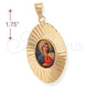Dije Religioso 5.197.013 Oro Laminado, Diseño de Sagrado Corazon de Maria, Diamantado, Tono Dorado