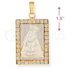 Dije Religioso 5.198.028 Oro Laminado, Diseño de Altagracia, con Blanca Zirconia Cubica, Pulido, Dos Tonos