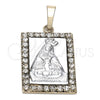 Dije Religioso 5.198.028 Oro Laminado, Diseño de Altagracia, con Blanca Zirconia Cubica, Pulido, Dos Tonos