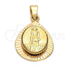 Dije Religioso 5.199.012 Oro Laminado, Diseño de San Lazaro, Diamantado, Tono Dorado