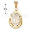 Dije Religioso 5.199.015 Oro Laminado, Diseño de Jesus, Diamantado, Dos Tonos