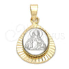 Dije Religioso 5.199.015 Oro Laminado, Diseño de Jesus, Diamantado, Dos Tonos