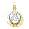 Dije Religioso 5.199.015 Oro Laminado, Diseño de Jesus, Diamantado, Dos Tonos