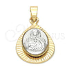 Dije Religioso 5.199.017 Oro Laminado, Diseño de Sagrado Corazon de Maria, Diamantado, Dos Tonos