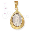 Dije Religioso 5.199.018 Oro Laminado, Diseño de San Lazaro, Diamantado, Dos Tonos