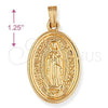 Dije Religioso 5.199.024 Oro Laminado, Diseño de Guadalupe, Pulido, Tono Dorado